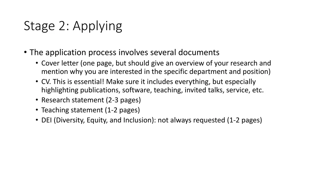 stage 2 applying