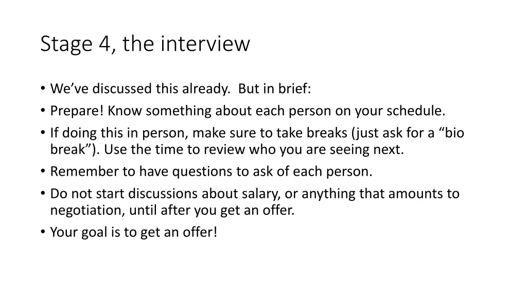 stage 4 the interview