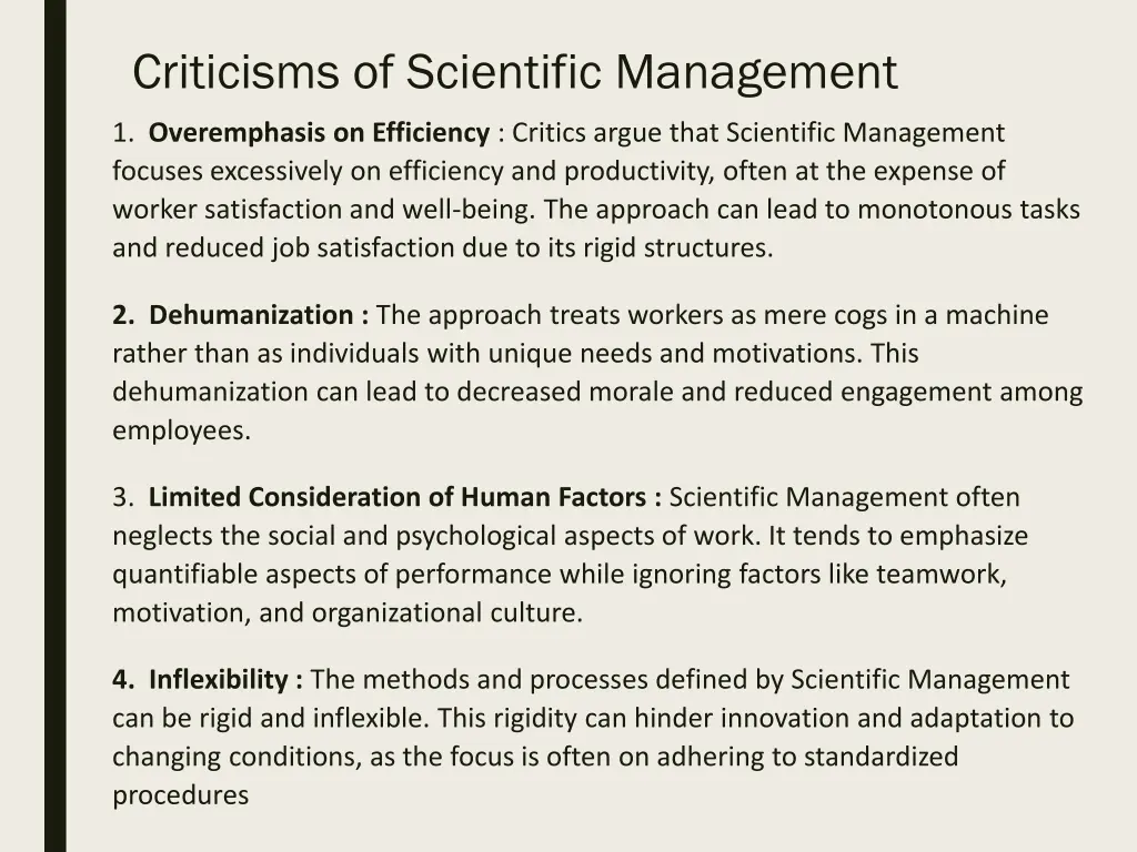criticisms of scientific management