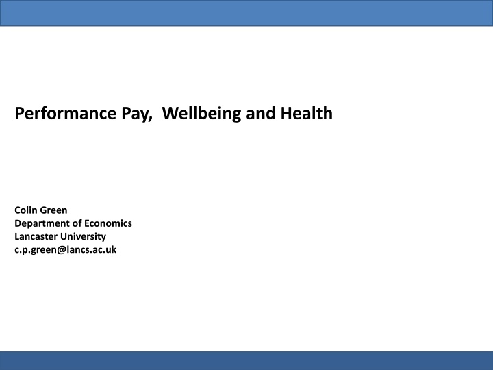 performance pay wellbeing and health