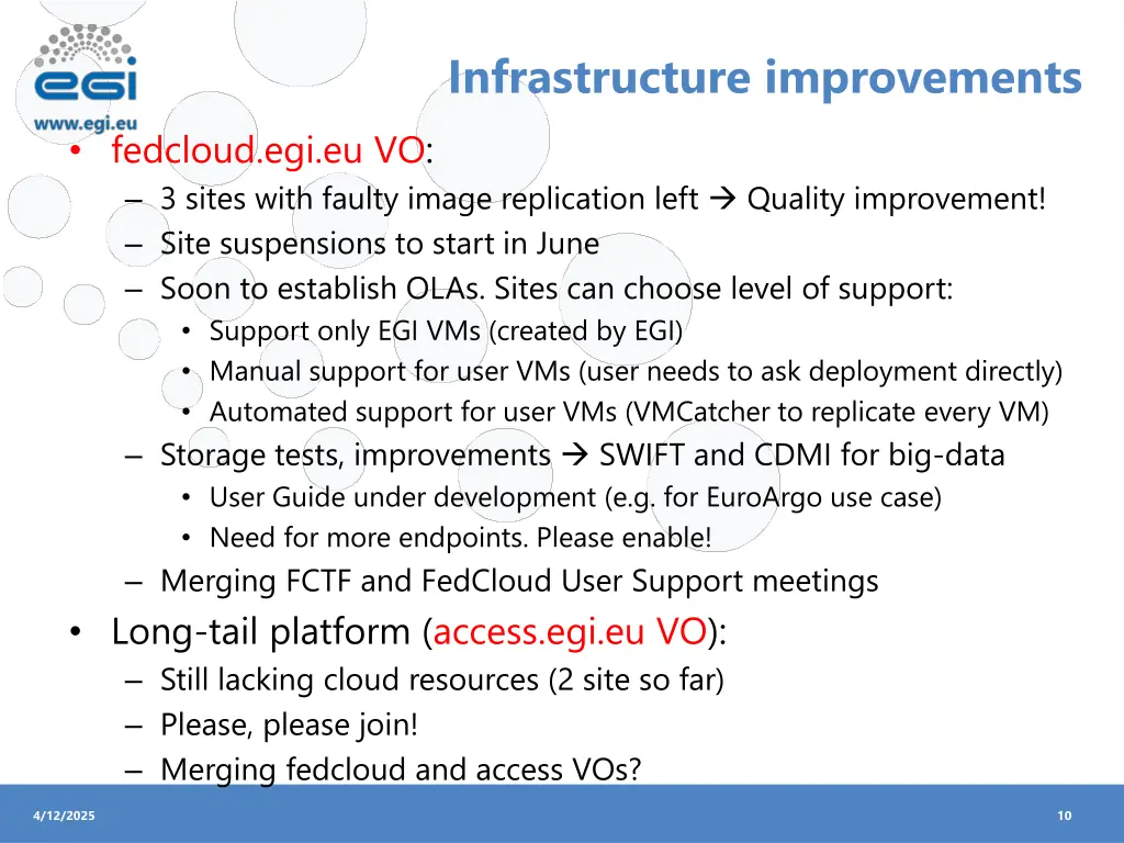 infrastructure improvements