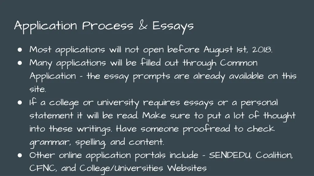 application process essays
