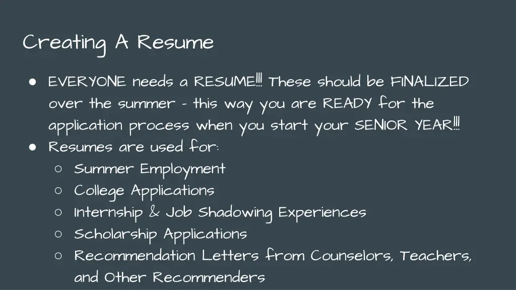 creating a resume