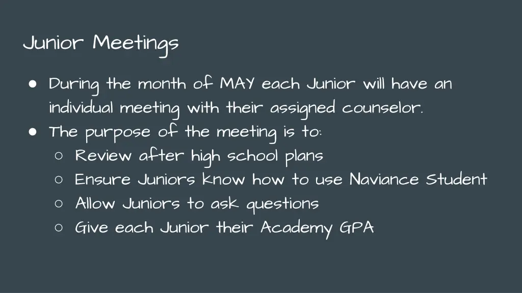 junior meetings