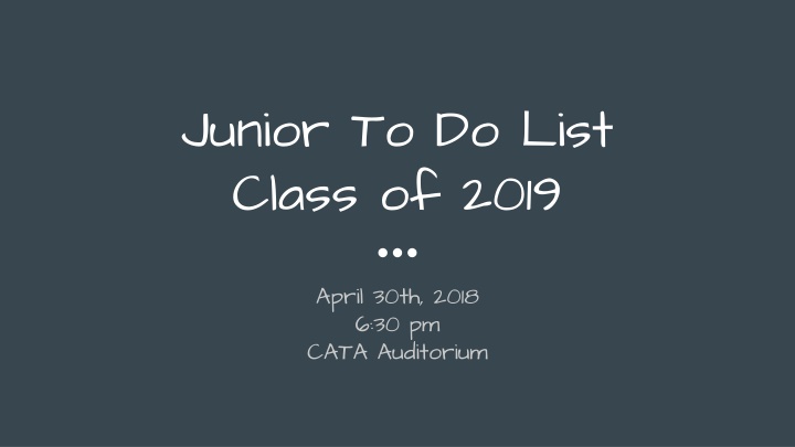 junior to do list class of 2019