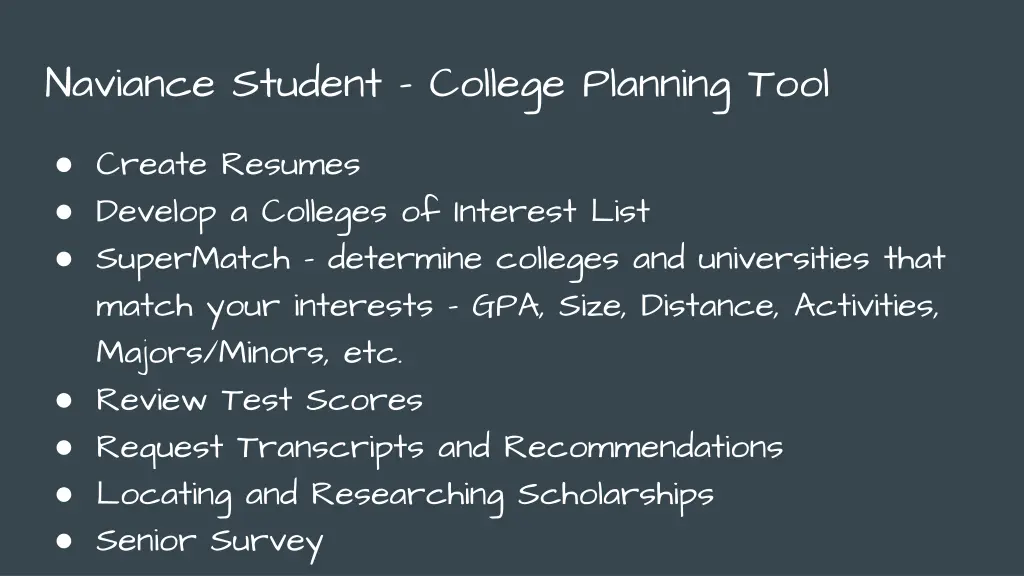 naviance student college planning tool