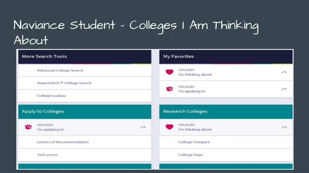 naviance student colleges i am thinking about
