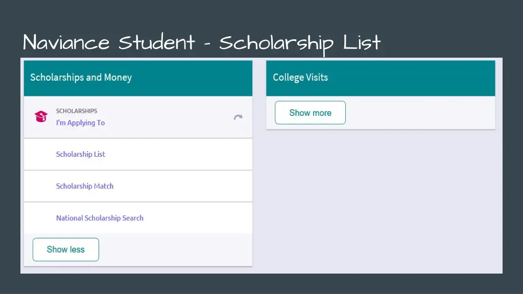 naviance student scholarship list