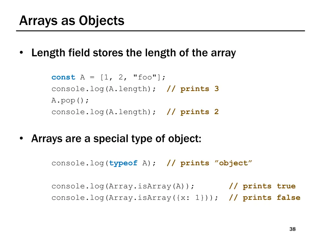 arrays as objects