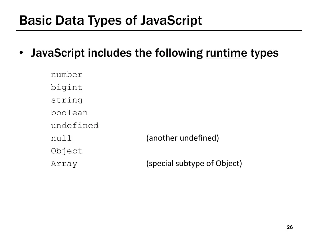 basic data types of javascript