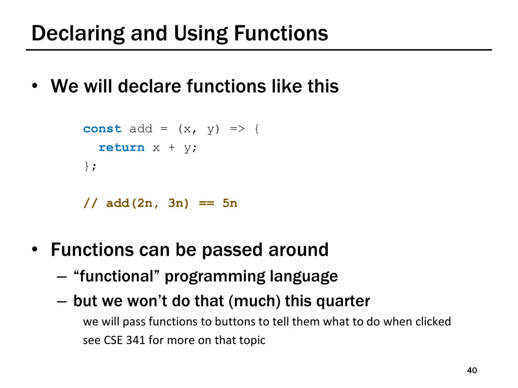 declaring and using functions