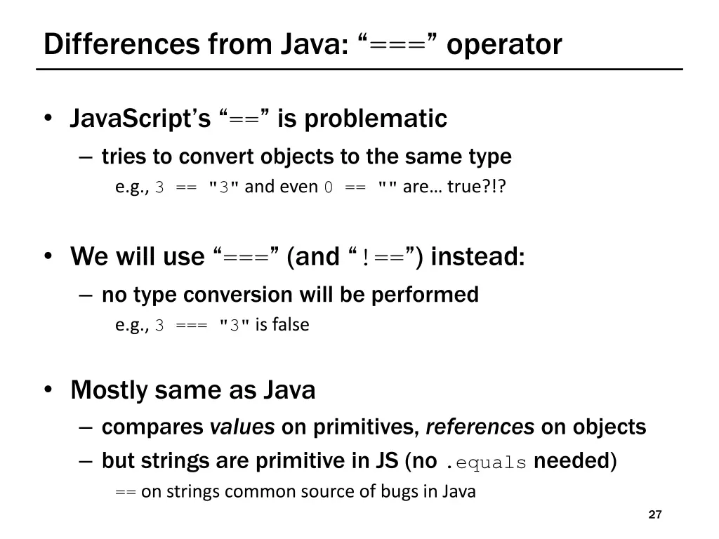 differences from java operator