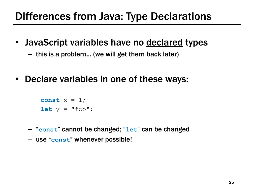differences from java type declarations