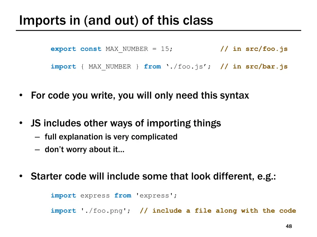 imports in and out of this class