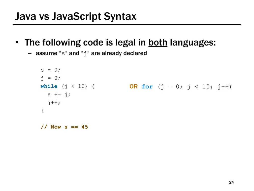 java vs javascript syntax
