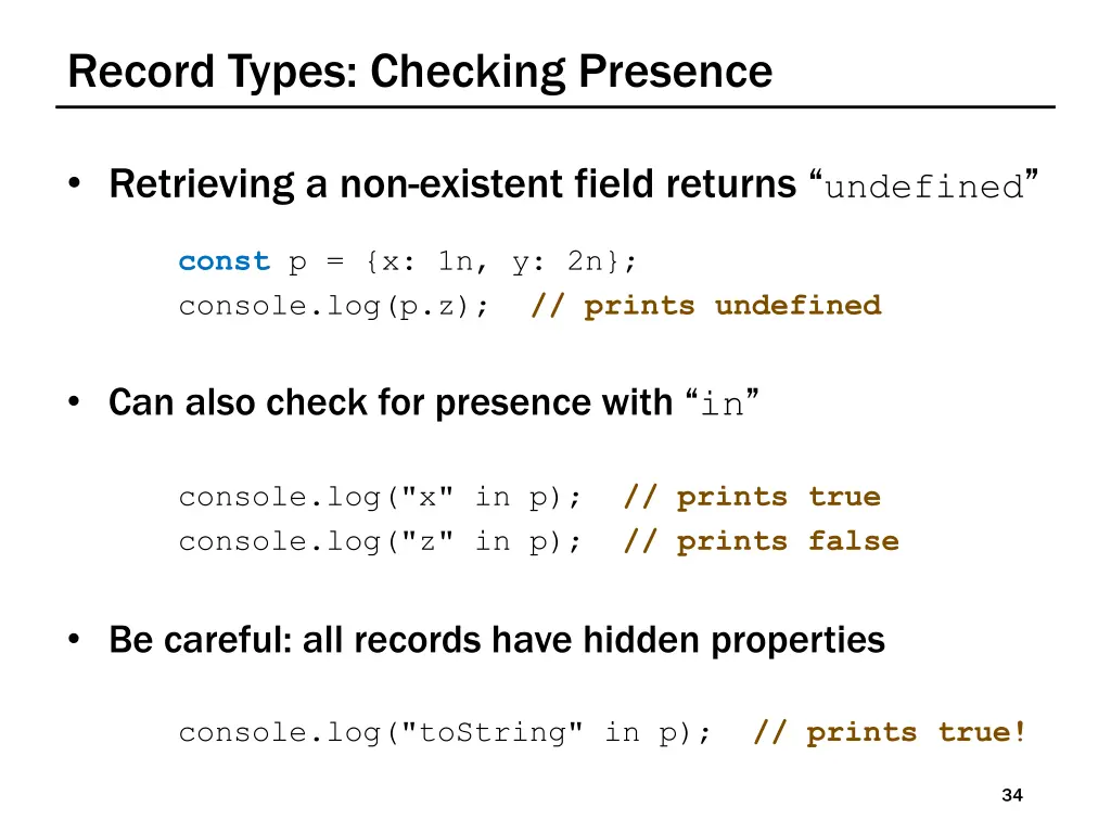 record types checking presence