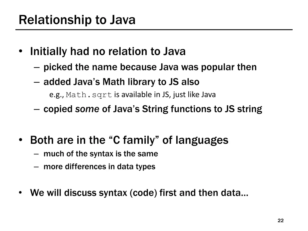 relationship to java