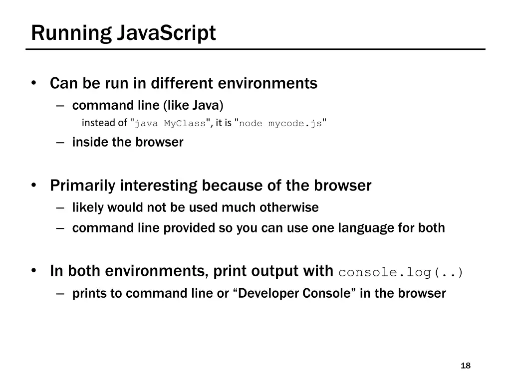 running javascript