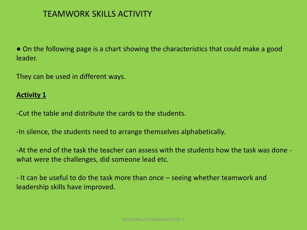 teamwork skills activity
