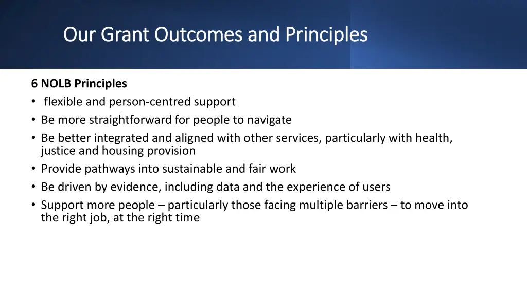 our grant outcomes and principles our grant 1
