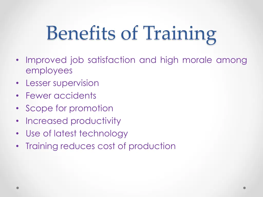 benefits of training