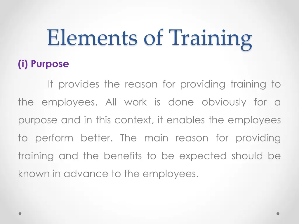 elements of training 1