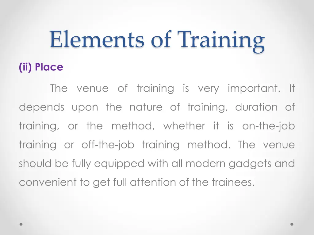 elements of training 2