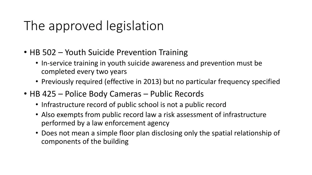 the approved legislation 3
