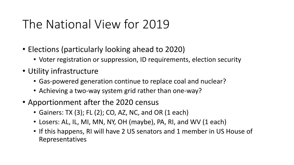 the national view for 2019 2
