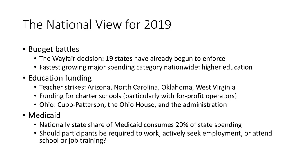 the national view for 2019
