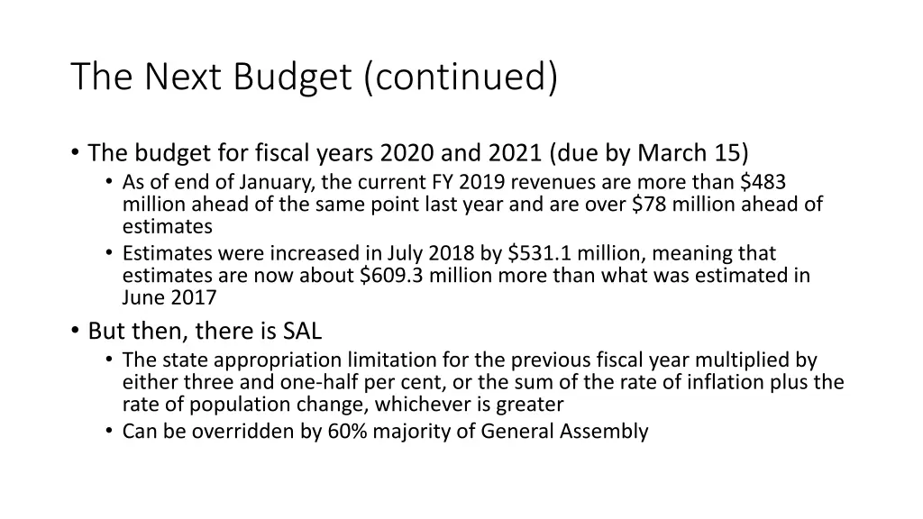 the next budget continued