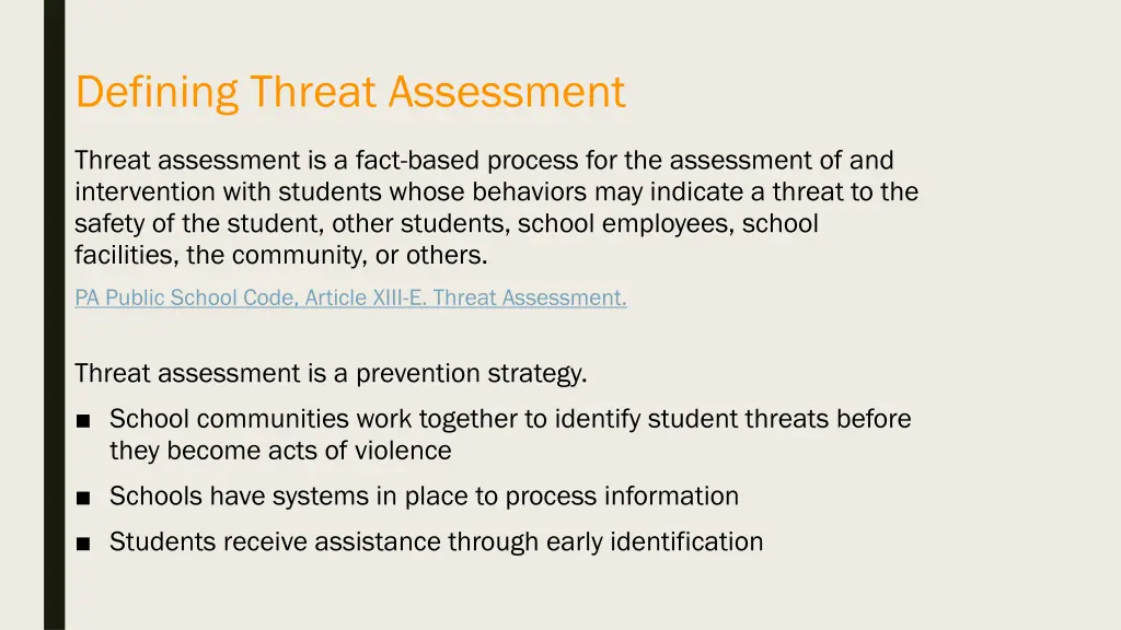 defining threat assessment