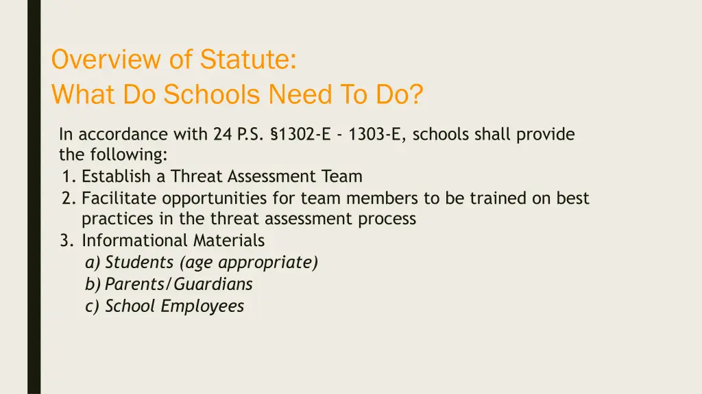 overview of statute what do schools need to do