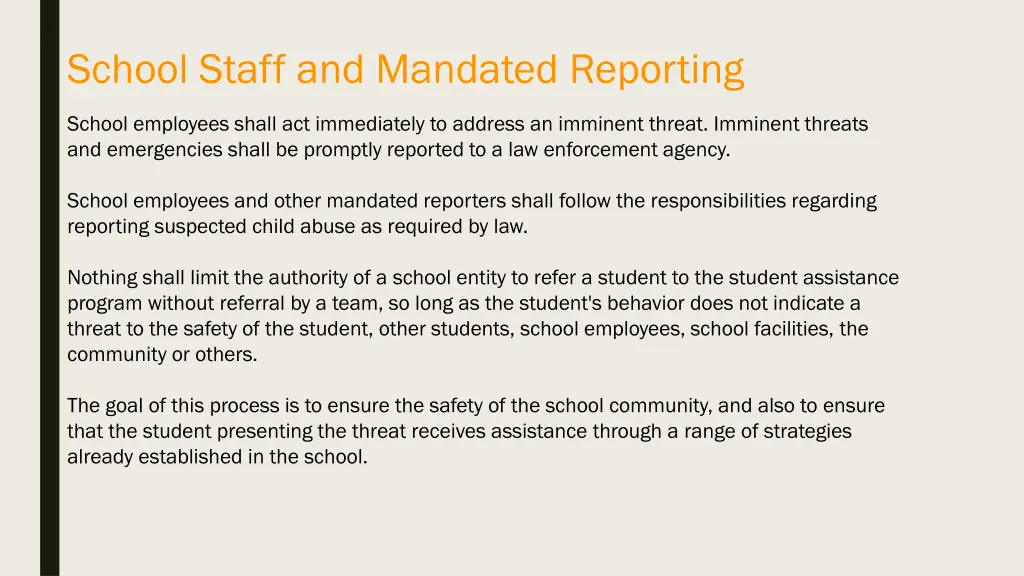 school staff and mandated reporting