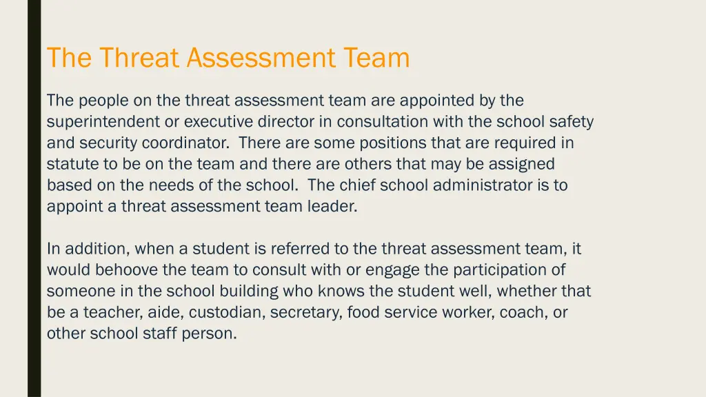 the threat assessment team