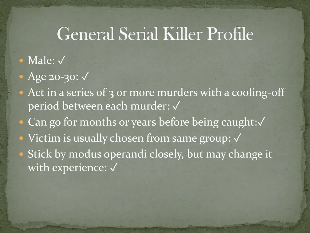 general serial killer profile general serial