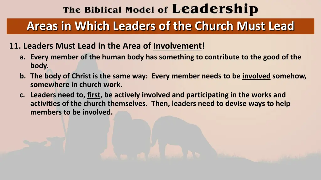 areas in which leaders of the church must lead 10