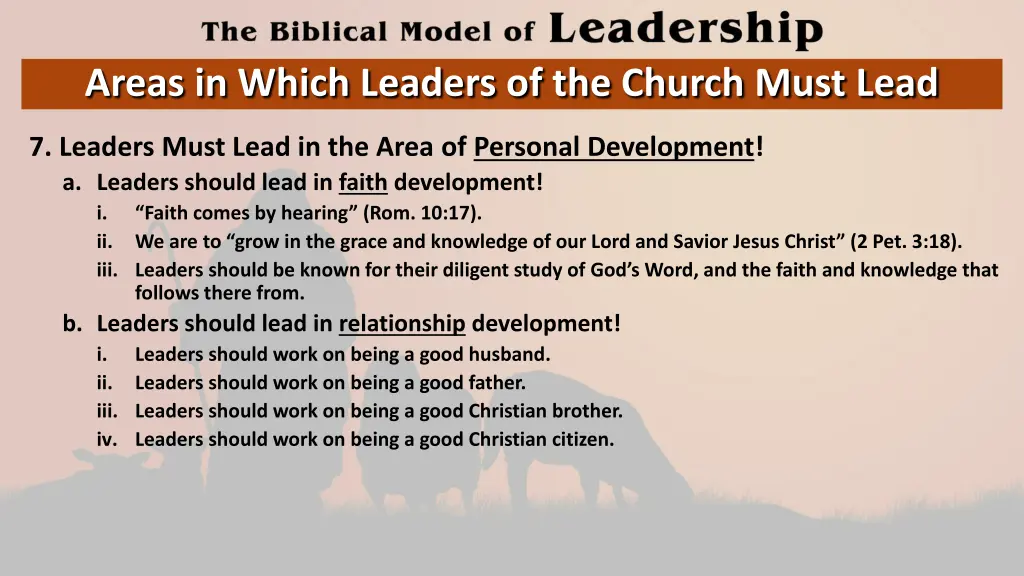 areas in which leaders of the church must lead 6