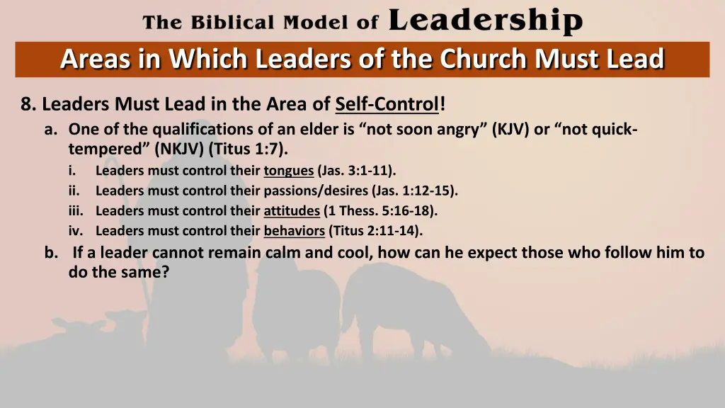areas in which leaders of the church must lead 7
