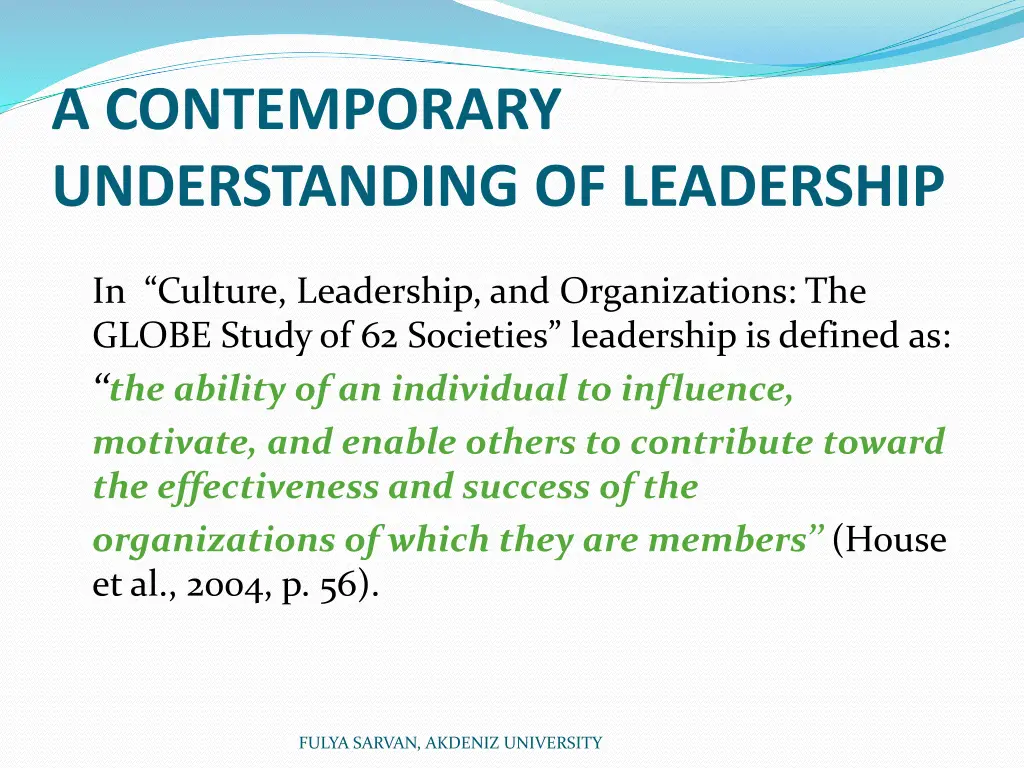 a contemporary understanding of leadership