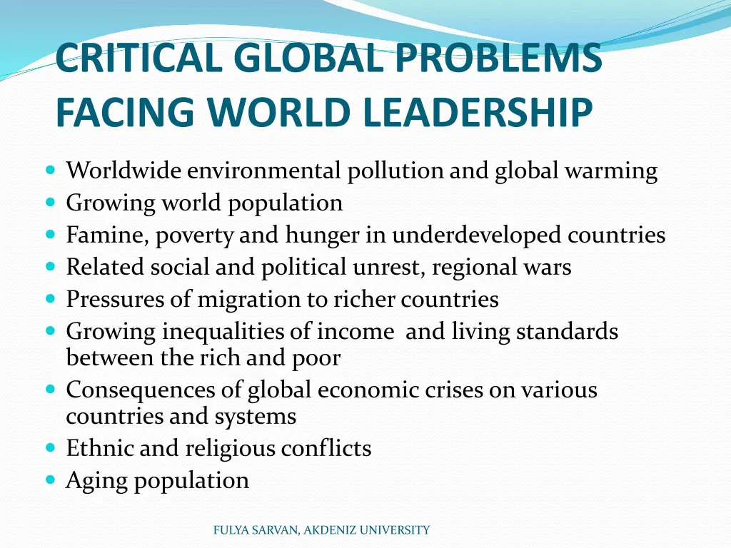critical global problems facing world leadership