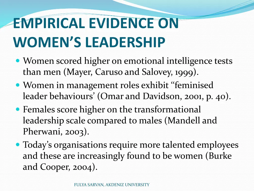 empirical evidence on women s leadership 1