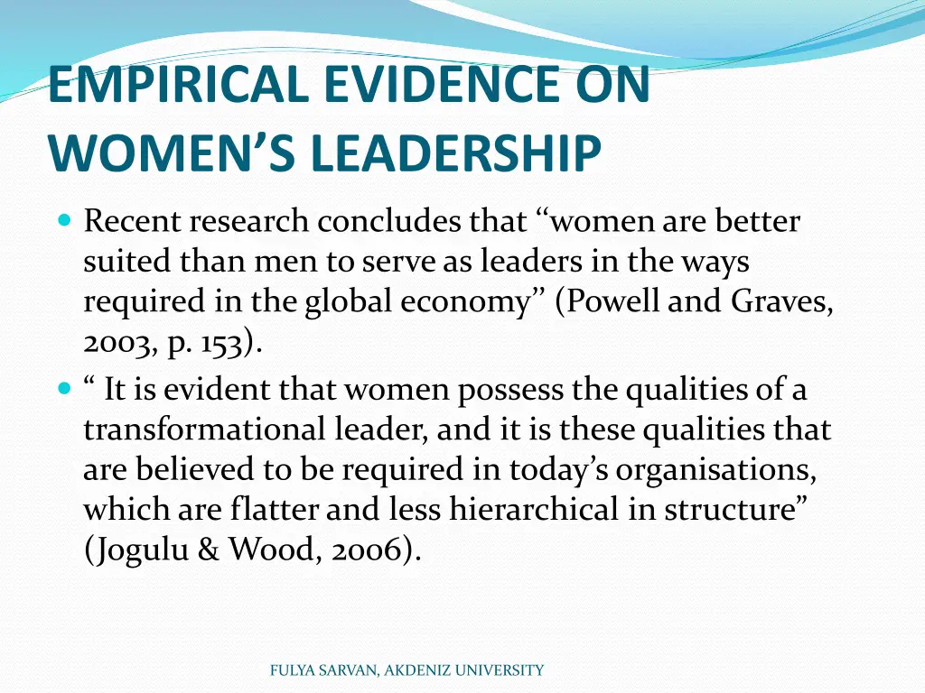 empirical evidence on women s leadership 2