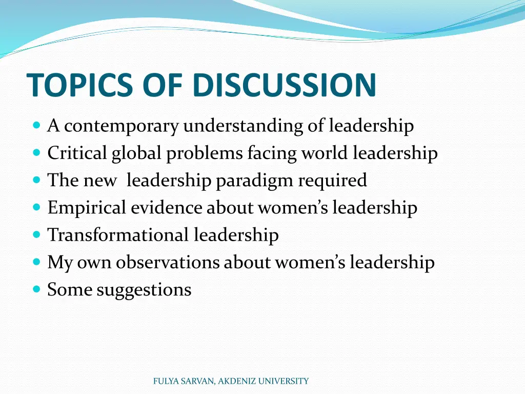topics of discussion