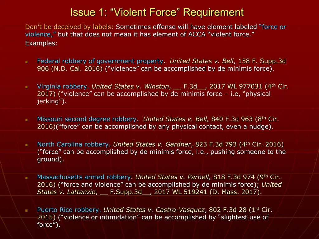 issue 1 violent force requirement 1