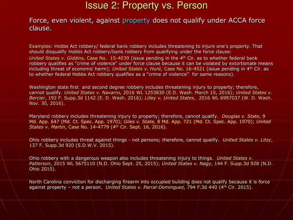 issue 2 property vs person