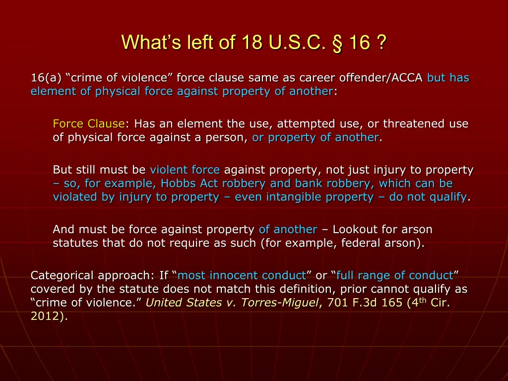 what s left of 18 u s c 16