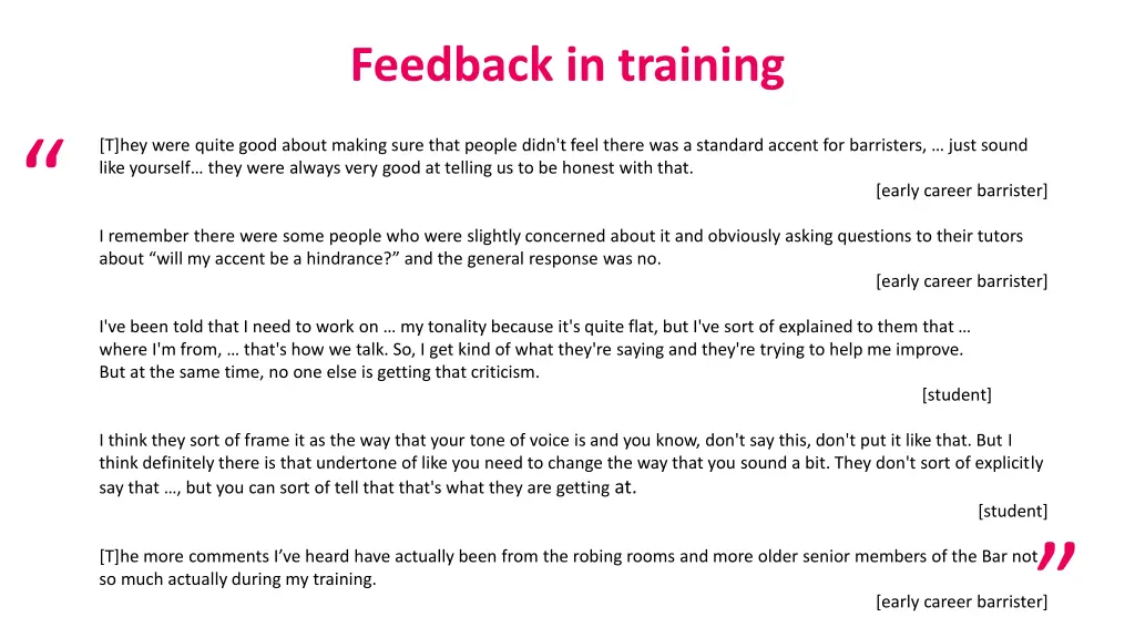 feedback in training