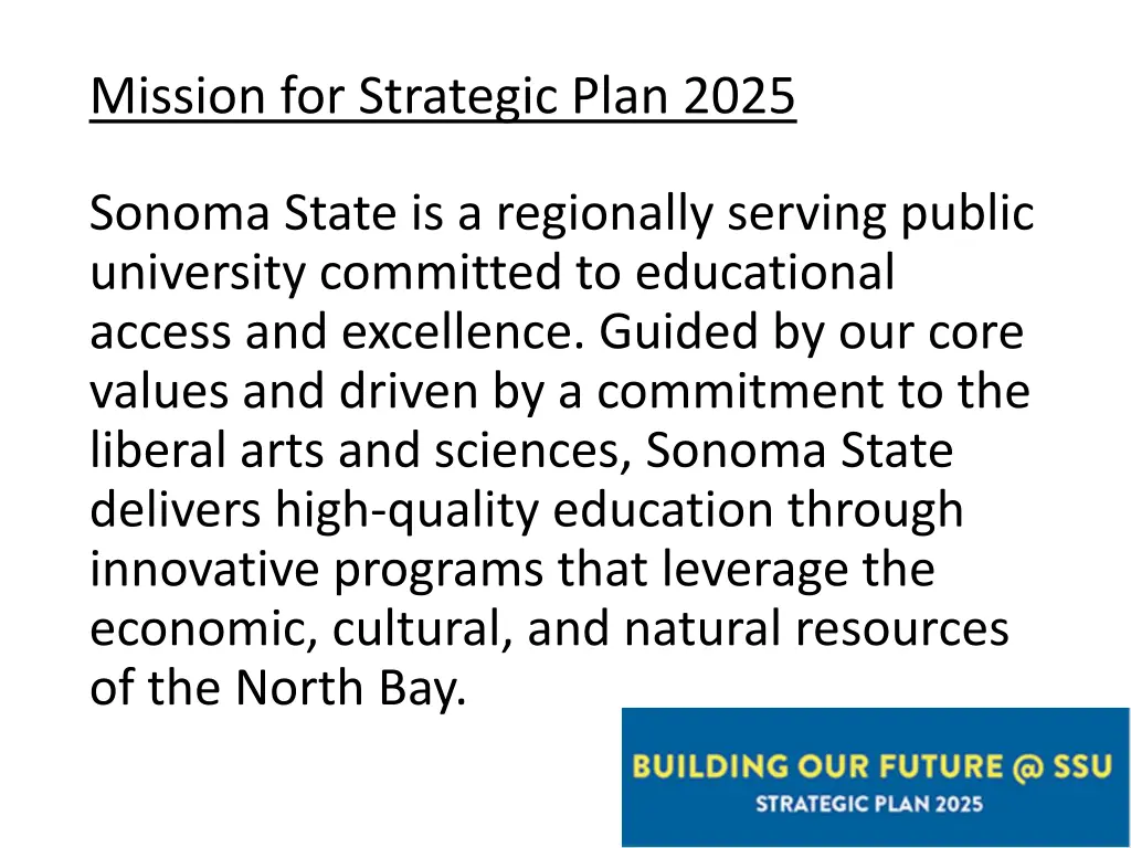 mission for strategic plan 2025