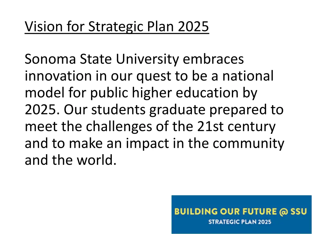 vision for strategic plan 2025